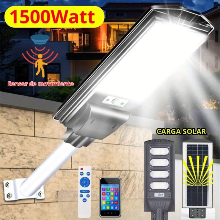 SunLamp – Lámpara Solar de Exterior con Sensor de Movimiento, 1500 W, 3 Modos LED